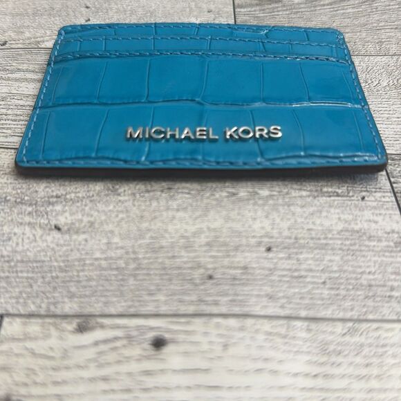 LOW START Michael Kors Jet Set Small Croc Embossed, Card Card Holder NWOT - Picture 5 of 7